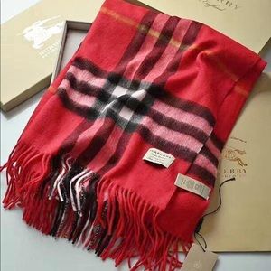 Men’s Red Burberry Scarf 100% cashmere, ORIGINAL